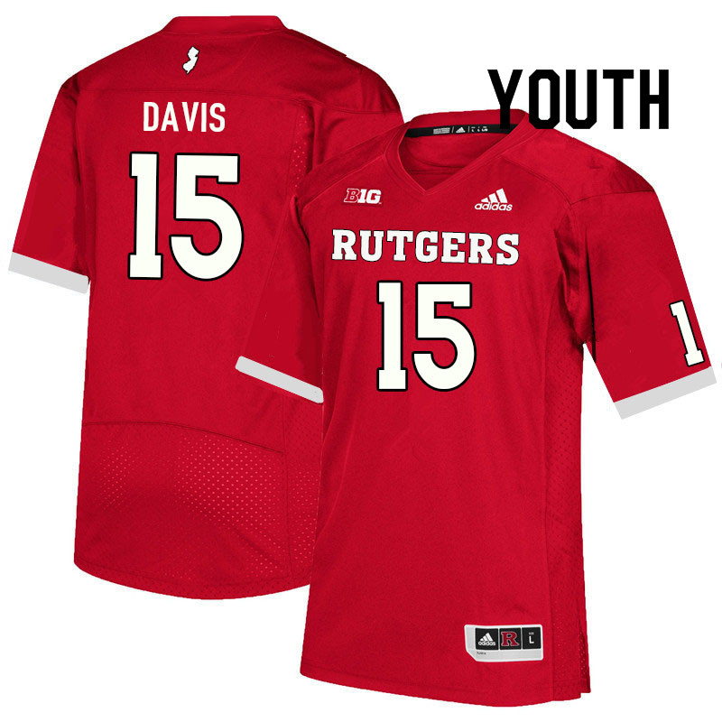Youth #15 Carnell Davis Rutgers Scarlet Knights College Football Jerseys Sale-Scarlet